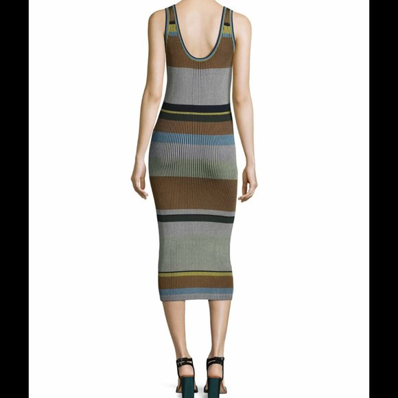 DIANE VON FURSTENBERG Striped Midi Length Dress Size: S - Picture 2 of 6